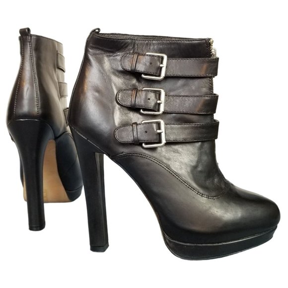 Black leather platform buckle boots Aldo size 9 - Picture 1 of 13
